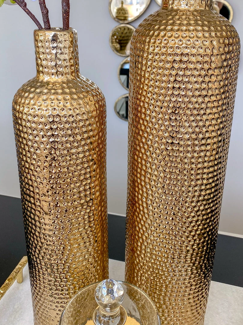 Inspire Me! Home Decor Gold Textured Ceramic Bottle Vases (2 Sizes)