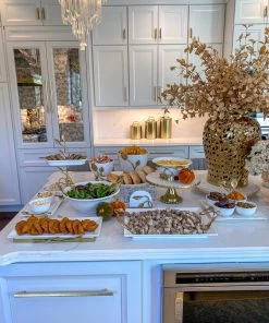 Inspire Me! Home Decor Oblong White Ceramic Bowl With Gold Leaf Details