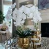 Inspire Me! Home Decor White Faux Orchid In Shiny Gold Pot "From Pops Of Color Home Collection" Floral Stems