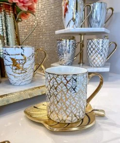 Inspire Me! Home Decor 14 Oz. Detailed Abstract Gold Pattern Print Mugs (6 Designs)