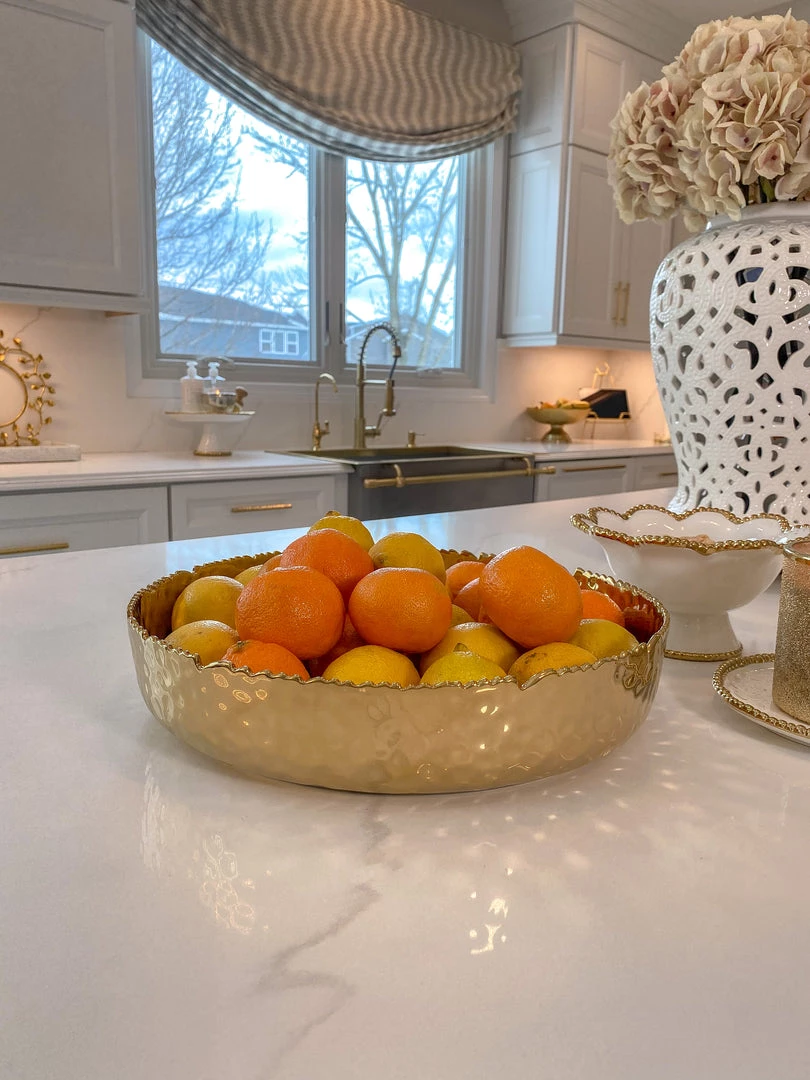 Inspire Me! Home Decor X-Large Textured Gold Shallow Bowl