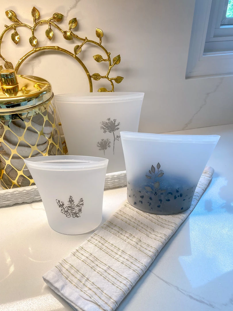 Inspire Me! Home Decor Wild Flower Silicone Reusable Bags (Set Of 3) KITCHEN