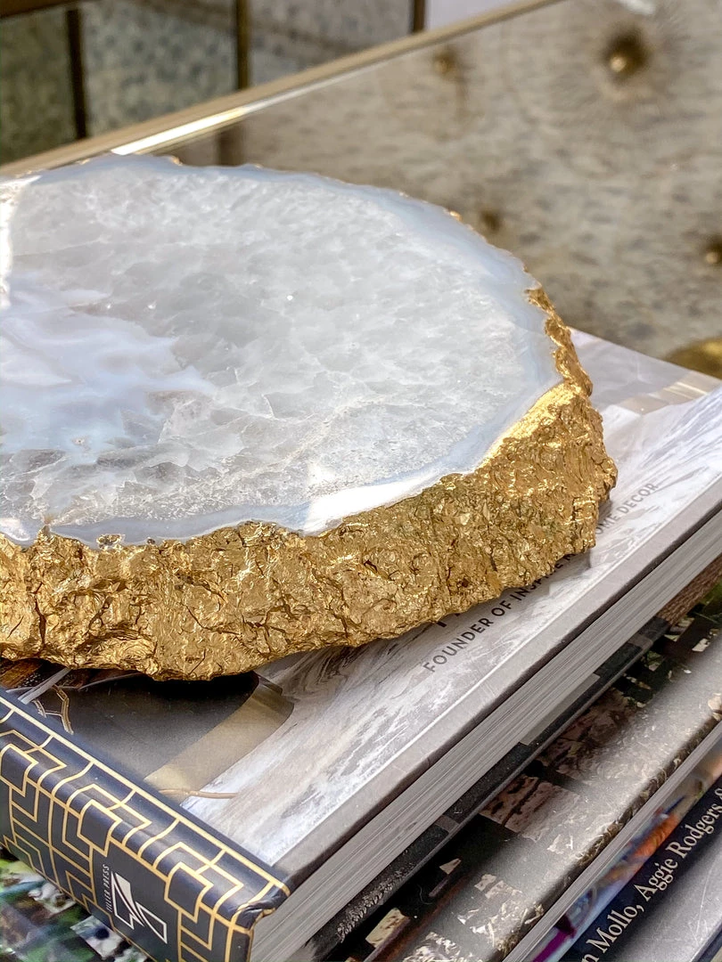 Inspire Me! Home Decor Metallic Gold Edge Agate Trivet