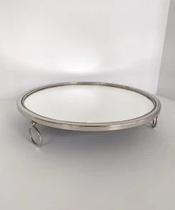 Inspire Me! Home Decor Silver Circle Mirror Tray W/ Circle Feet