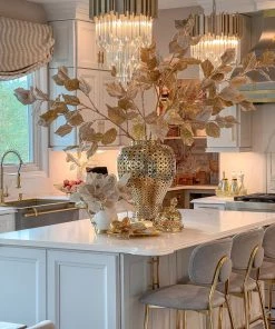 Inspire Me! Home Decor Extra Tall Gold Leaf Stem With Faux Snow