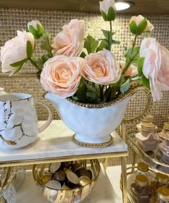 Inspire Me! Home Decor Gold And White Beaded Gravy Boat