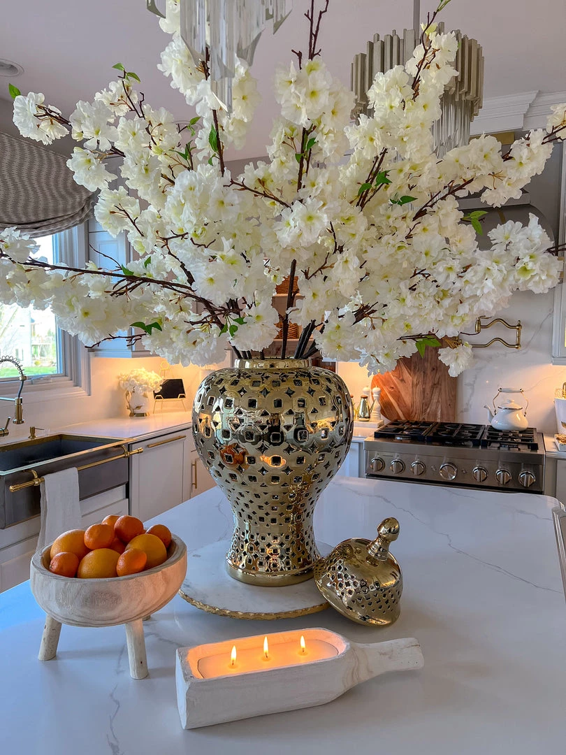 Inspire Me! Home Decor Gold Pierced Patterned Ginger Jar (2 Sizes)