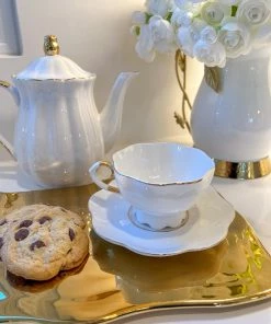 Inspire Me! Home Decor Set Of 2 White & Gold Tea Set