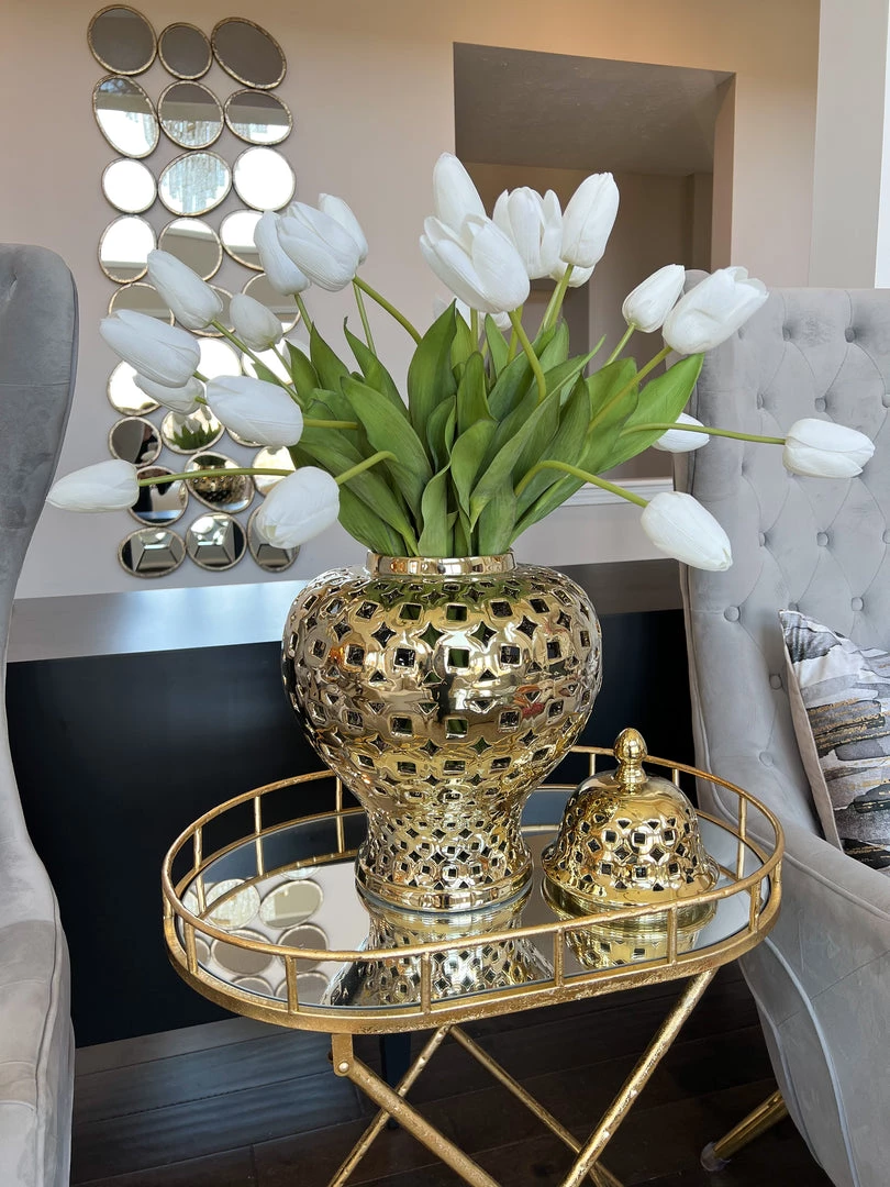 Inspire Me! Home Decor Gold Pierced Patterned Ginger Jar (2 Sizes)