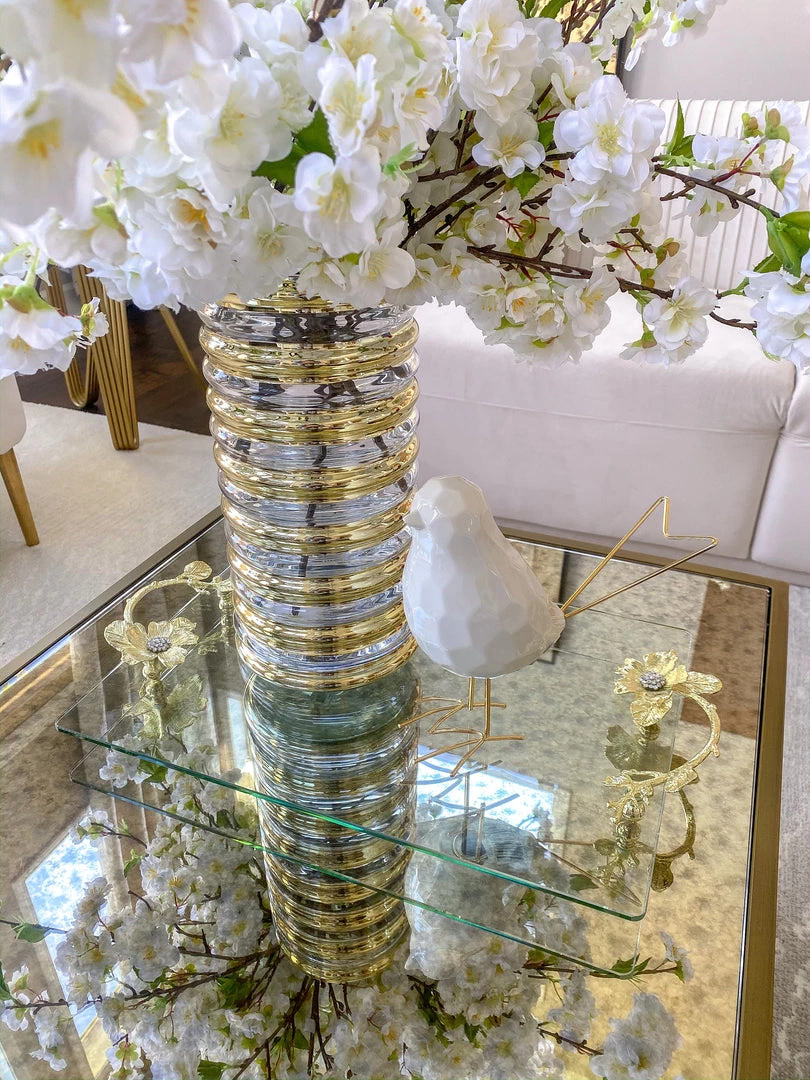 Inspire Me! Home Decor Gold Ribbed Glass Vase (2 Sizes)