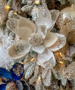 Inspire Me! Home Decor Large Beaded Ivory Magnolia Stem