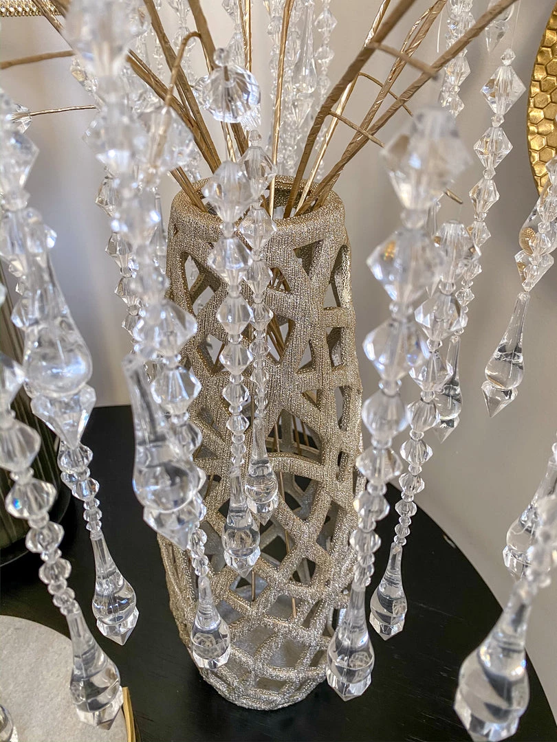 Inspire Me! Home Decor Champagne Ceramic Cut-Out Vase