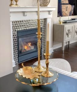 Inspire Me! Home Decor Stacked Glass Cake Stand With Textured Gold Rim (2 Sizes )