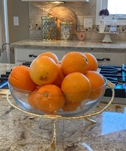 Inspire Me! Home Decor Gold Leaf Detailed Hammered Glass Bowl