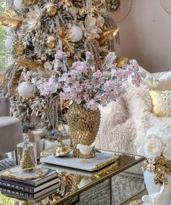 Inspire Me! Home Decor 35" Snow Sprinkled Cherry Blossom Stem Pink