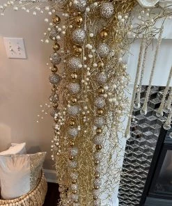 Inspire Me! Home Decor Glittered Ball Garland Silver