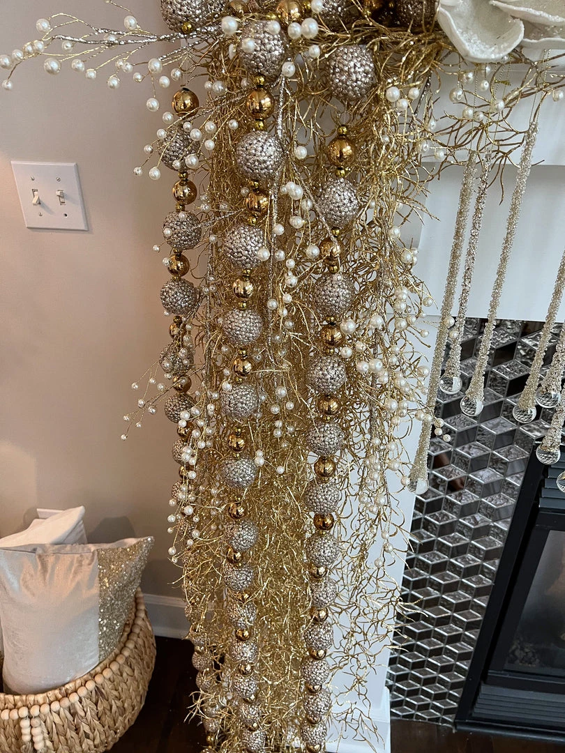 Inspire Me! Home Decor Glittered Ball Garland Silver