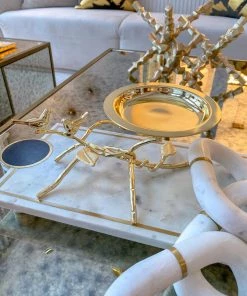 Inspire Me! Home Decor Gold Candle Holder With Leaf Branch Design