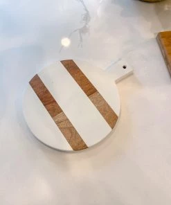 Inspire Me! Home Decor KITCHEN White Wash Mango Wood Paddle Board W/ Spreader (2 Shapes)