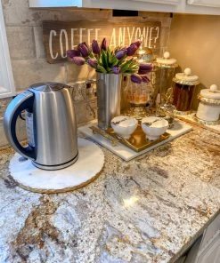 Inspire Me! Home Decor Round Marble Tray With Gold Edge