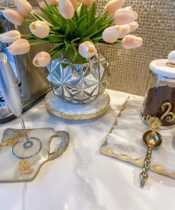 Inspire Me! Home Decor Marble Trivet With Textured Gold Edge