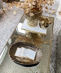 Inspire Me! Home Decor Metal Tray With Gold And Black Crocodile Print