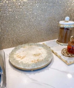 Inspire Me! Home Decor Round White Resin Tray/Trivet