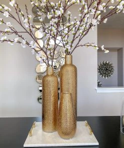 Inspire Me! Home Decor Gold Textured Ceramic Bottle Vases (2 Sizes)