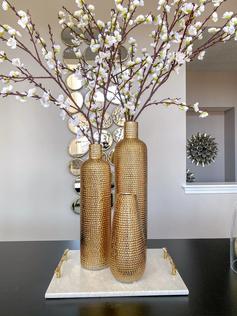 Inspire Me! Home Decor Gold Textured Ceramic Bottle Vases (2 Sizes)