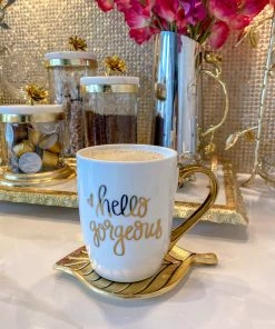 Inspire Me! Home Decor "Hello Gorgeous" Mug W/ Gold Handle