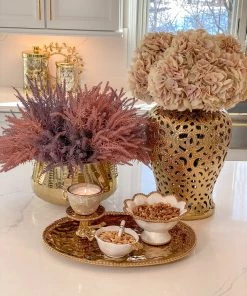 Inspire Me! Home Decor Gold Oval Beaded Platter