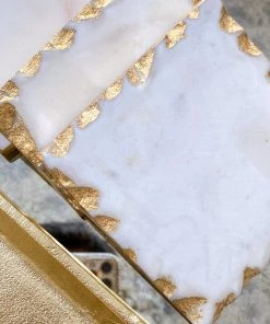 Inspire Me! Home Decor Marble Coasters W/ Gold Trim And Tray Set