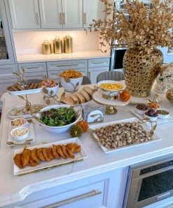 Inspire Me! Home Decor White Ceramic Serving Tray With 4 Bowls And Gold Leaf