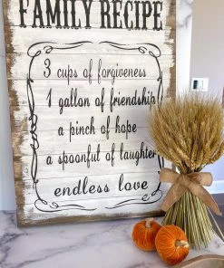 Inspire Me! Home Decor Whitewash "Family Recipe" Wall Plaque WALL ART & MIRRORS