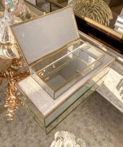 Inspire Me! Home Decor Glass Box Set With White Glitter Top (Set Of 2)