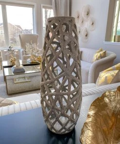 Inspire Me! Home Decor Champagne Ceramic Cut-Out Vase