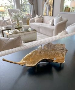 Inspire Me! Home Decor Gold Ombre Folding Leaf Tray