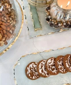 Inspire Me! Home Decor Glass Tray With Hammered Gold Edge