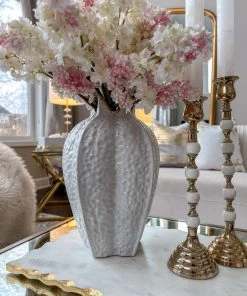 Inspire Me! Home Decor White Pomegranate Vase With Gold Trim (2 Sizes)