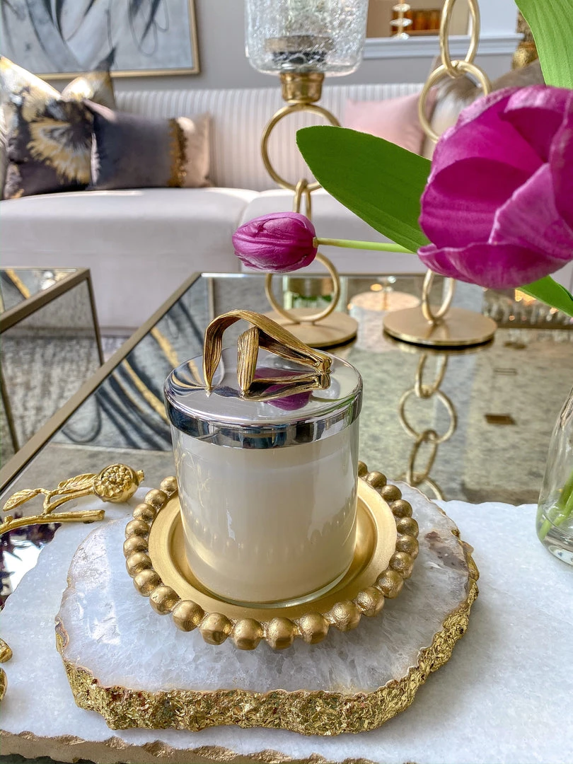 Inspire Me! Home Decor Silver And Gold Detailed Lid Candle- Unscented (6 Styles)