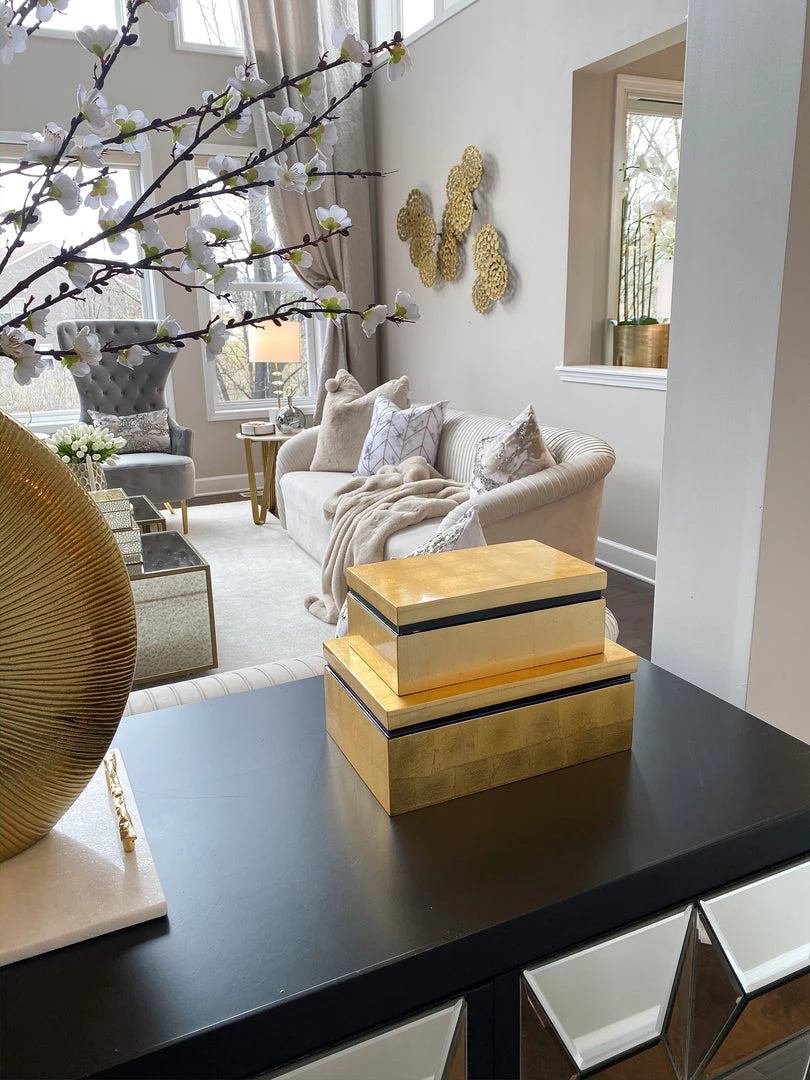 Inspire Me! Home Decor Gold Leaf Lacquer Decorative Box (2 Sizes)