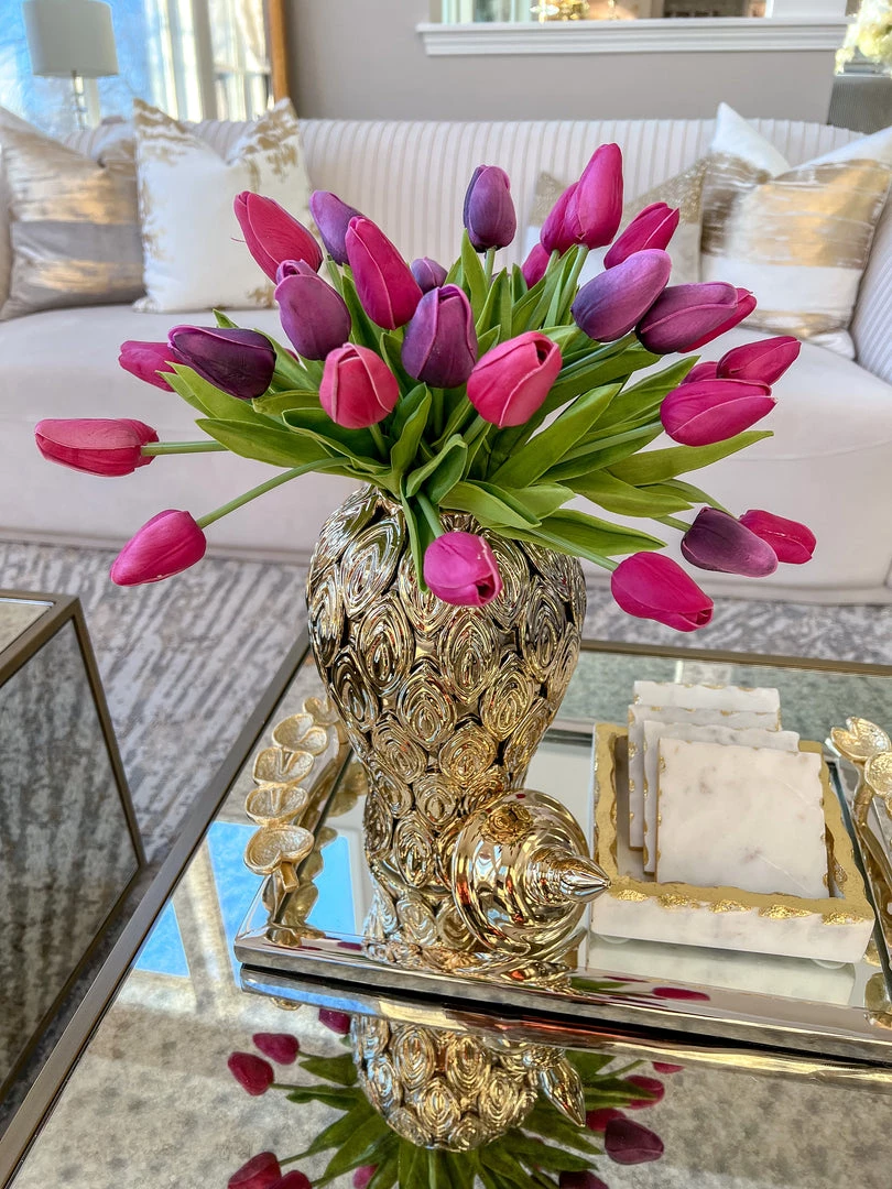 Inspire Me! Home Decor Square Marble Tray With Gold Edge (2 Sizes)