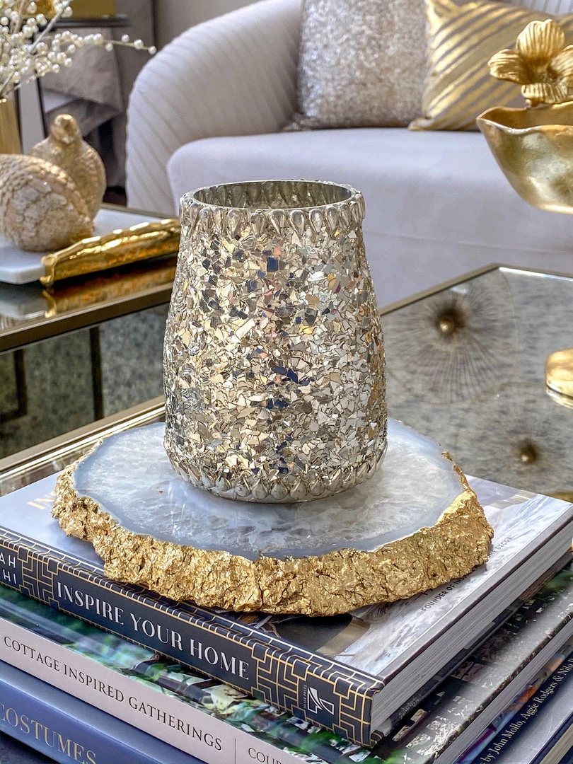 Inspire Me! Home Decor Metallic Gold Edge Agate Trivet