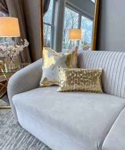 Cloud9d PILLOWS, RUGS, & THROWS Becca Ivory And Gold Pillow - 14