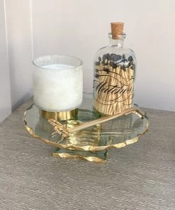 Inspire Me! Home Decor Stacked Glass Cake Stand With Textured Gold Rim (2 Sizes )