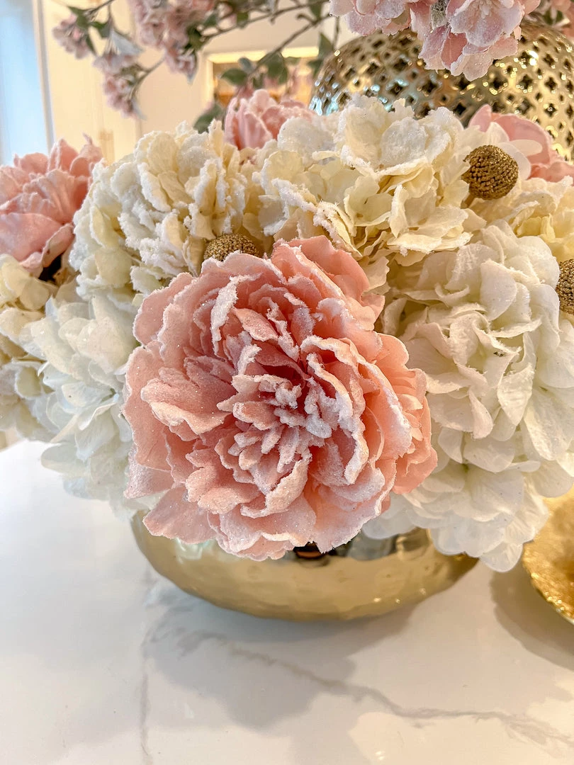 Inspire Me! Home Decor 28" Snow Sprinkled Peony Stem Pink