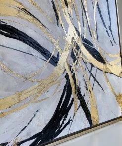 Inspire Me! Home Decor Metallic Gold And Black Abstract Wall Art