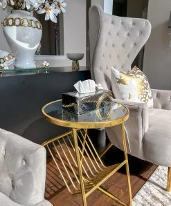 Inspire Me! Home Decor Silver Tissue Box Cover With White Jeweled Flower Details