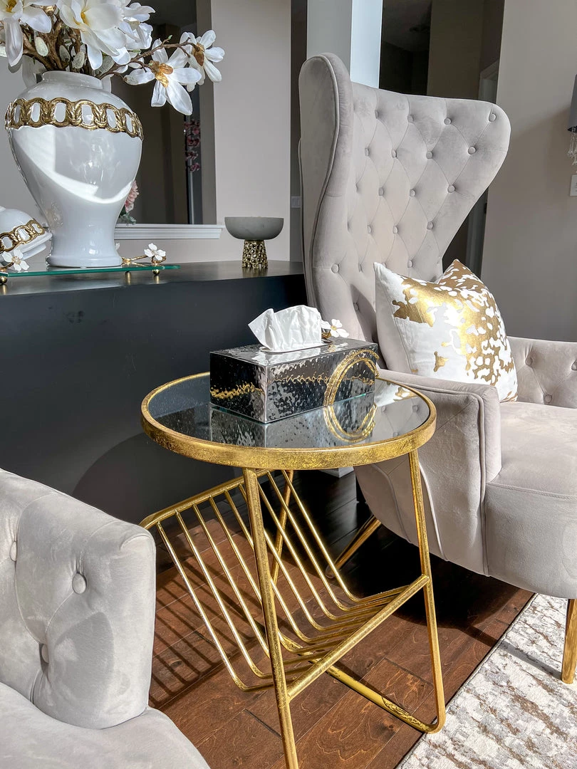 Inspire Me! Home Decor Silver Tissue Box Cover With White Jeweled Flower Details