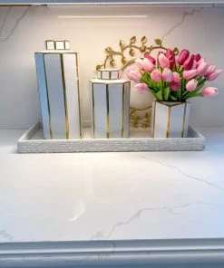 Inspire Me! Home Decor Gold And White Octagon Vase